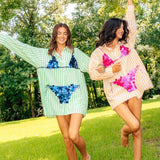 Green Stripe Navy Paillette Bikini Tunic | Queen Of Sparkles