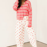 Polka Dot Barrel Jeans | Cream Red