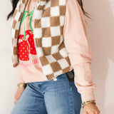 Checkered Sherpa Vest | Taupe