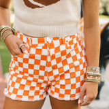 End Zone Short | Orange Checker