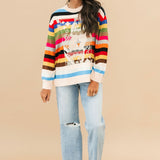 Multi Striped QOS Card Logo Sweater | Queen Of Sparkles