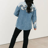 Western Embroidered Denim Shacket