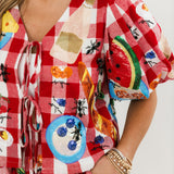 Red & White Checkered Picnic Cotton Short | Queen Of Sparkles