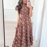 Anne Puff Sleeve Tiered Maxi | Chestnut Floral