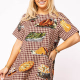 Maroon Queen Of Turkey Short Sleeve Dress | Queen Of Sparkles