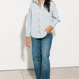 Pinstripe Denim Shacket