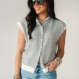 Piper Cardi Vest | B&W Stripe