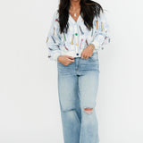 Blue & White Plaid Golf Tee Button Up Cardigan | Queen Of Sparkles