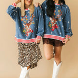 Blue Ornament Reindeer Sweatshirt | Queen Of Sparkles X Lexi Jade's