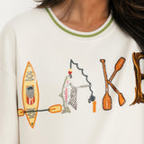 Beige 'LAKE' Letter Icon Sweatshirt | Queen Of Sparkles