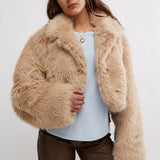 Paris Cropped Fur Jacket | Sand