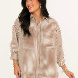 Striped Button Down Shirt | Brown