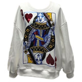 White Queen Of Hearts Card Sweatshirt