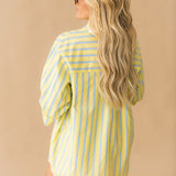 Green & Aqua Striped QOS Card Logo Cotton Tunic | Queen Of Sparkles