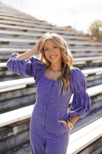 GAMEDAY CORDUROY JUMPSUIT | PURPLE