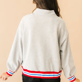 Licensed Ole Miss Grey Gingham Mascot Mock Neck Sweatshirt | Queen Of Sparkles