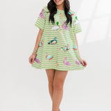 Green Stripe Cotton Duck Dress | Queen Of Sparkles