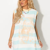 Blue, White & Yellow QOS Card Logo Knit Tank Dress | Queen Of Sparkles