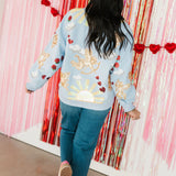 Light Blue Cupid In The Sky Sweatshirt | Queen Of Sparkles