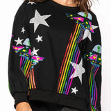Black Multi Alien Spaceship Sweatshirt | Queen Of Sparkles