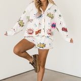 White Mahjong Icon Rainbow Trim Short | Queen Of Sparkles