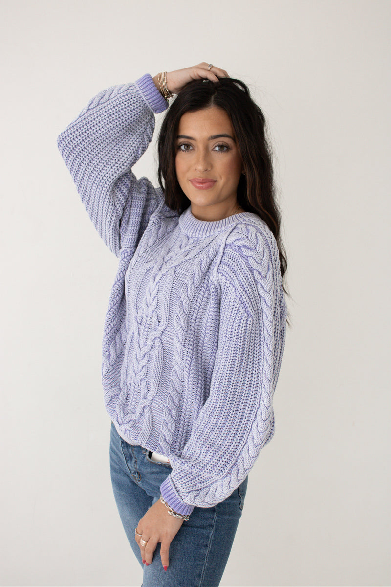 FRANKIE CABLE SWEATER | HEAVENLY LAVENDER