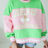 Green & Pink Stripe Pickle Ball Sweatshirt | Queen Of Sparkles