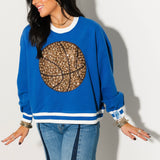 Royal Blue Jeweled Basketball Sweatshirt | Queen Of Sparkles