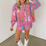 Purple Multi Easter Bunny Sweatshirt | Queen Of Sparkles