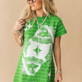 Green Football Field Queen Card Logo Tee Dress | Queen Of Sparkles