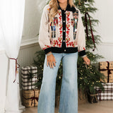 Black Trim Collar Nutcracker & Candy Cane Button Up Cardigan | Queen Of Sparkles