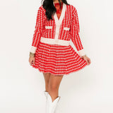 Holiday Houndstooth Mini Skirt