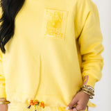 Yellow Tonal QOS Logo Tie Sweatshirt | Queen Of Sparkles