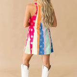 Multi Stripe Clear Sequin Polka Dot Tank Dress | Queen Of Sparkles