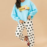Aqua Flower School Bus Sweatshirt | Queen Of Sparkles