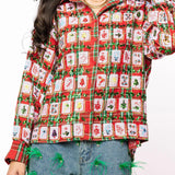 Red Plaid Mahjong Tile Button Up Top | Queen Of Sparkles
