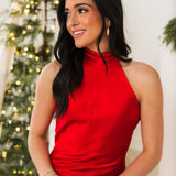 Satin Soirée Mini Dress | Red