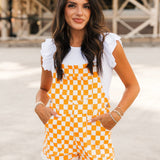 Tailgate Time Short Overalls | Orange Checker