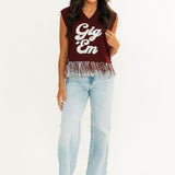 Licensed Texas A&M 'Gig Em' Feather Bottom Tank Sweater | Queen Of Sparkles