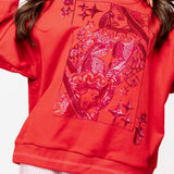 Red & Pink Tonal QOS Logo Card Sweatshirt | Queen Of Sparkles