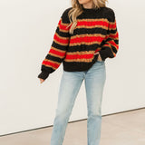 Frankie Cable Striped Pullover | Chocolate Combo