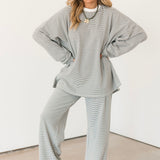 Dani Stripe Pullover Top | Charcoal