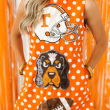 Licensed Tennessee Football & Helmet Icon Polka Dot Tank Dress | Queen Of Sparkles