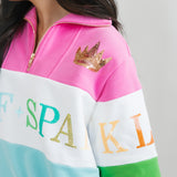 Colorblock Stripe Queen Of Sparkles Half Zip Sweatshirt | Queen Of Sparkles