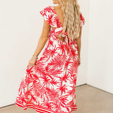 Palm Paradise Midi Dress | Red