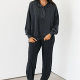 Terry Quarter Snap Pullover | Washed Black