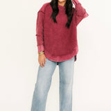 Chandler Waffle Knit Top | Cranberry