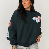 Ski Patch & Pass Collector Oversized Crew Sweatshirt