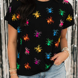 Black Multi Spiders Tee | Queen Of Sparkles