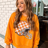 Licensed Orange Tenn Checkered Helmet Sweatshirt | Queen Of Sparkles